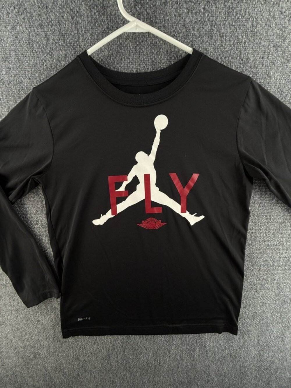 Air Jordan T-shirt Black Long Sleeve Large Stretch Pullover Crew Neck Graphic